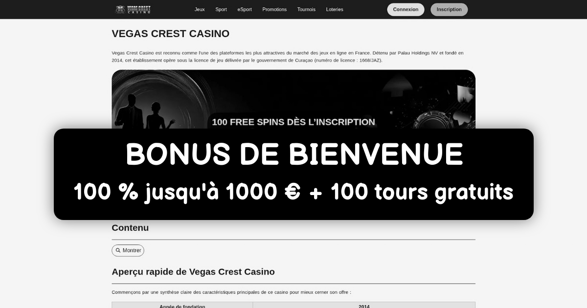 Vegas Crest Casino France